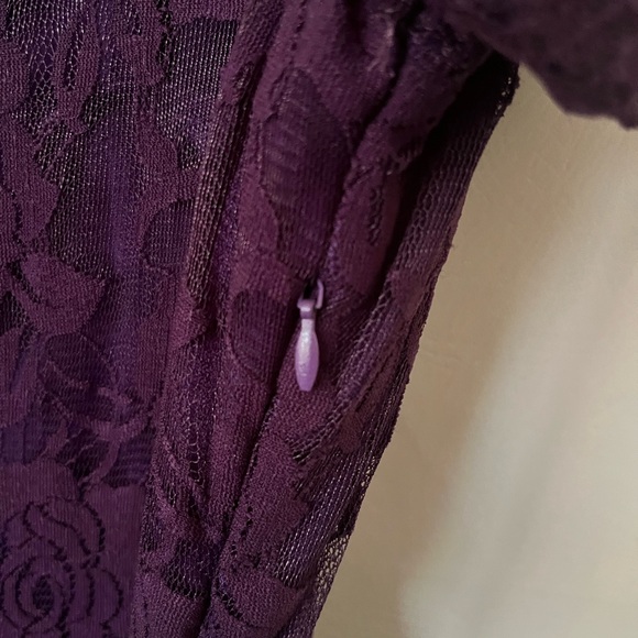 Nemidor Elegant Purple Floral Lace Midi Dress with Waist Tie Plus Size 14 - Picture 16 of 16